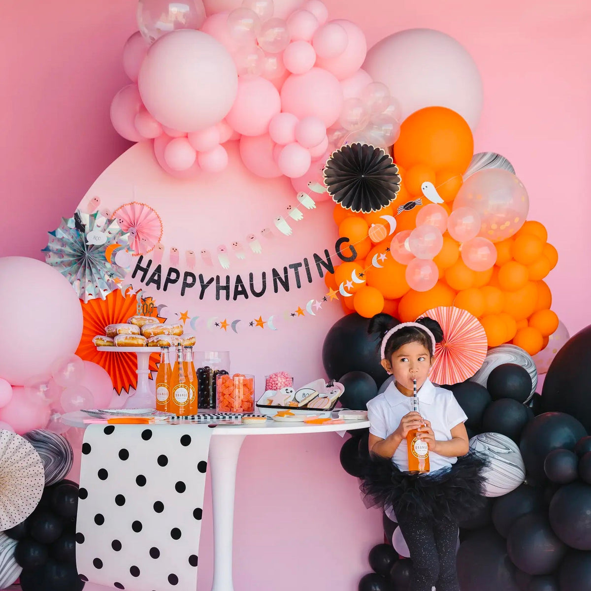 Pink & Black Halloween Balloon Garland Kit